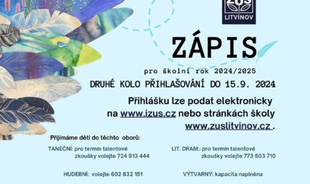 DOPLŇUJÍCÍ ZÁPIS DO ZUŠ 2024 / 2025